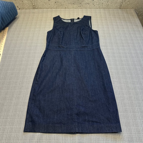 Ann Taylor Dresses & Skirts - Denim A Line Sleeveless Dress size 10 Midi‎ Blue Minimalist Classic Western